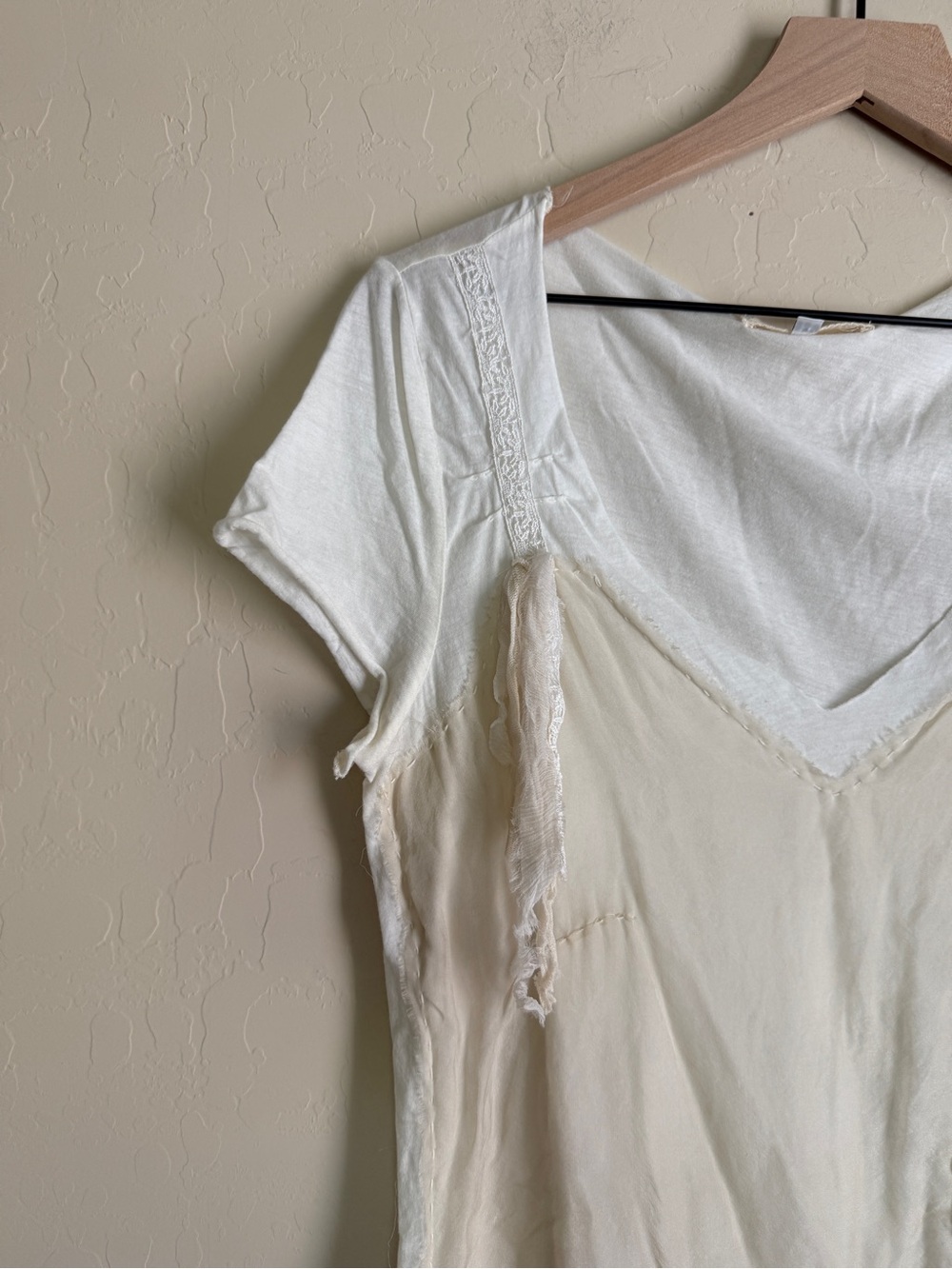 For Love and Liberty Layered Ivory White V-Neck Embellished Tunic Top Boho - Picture 4 of 6